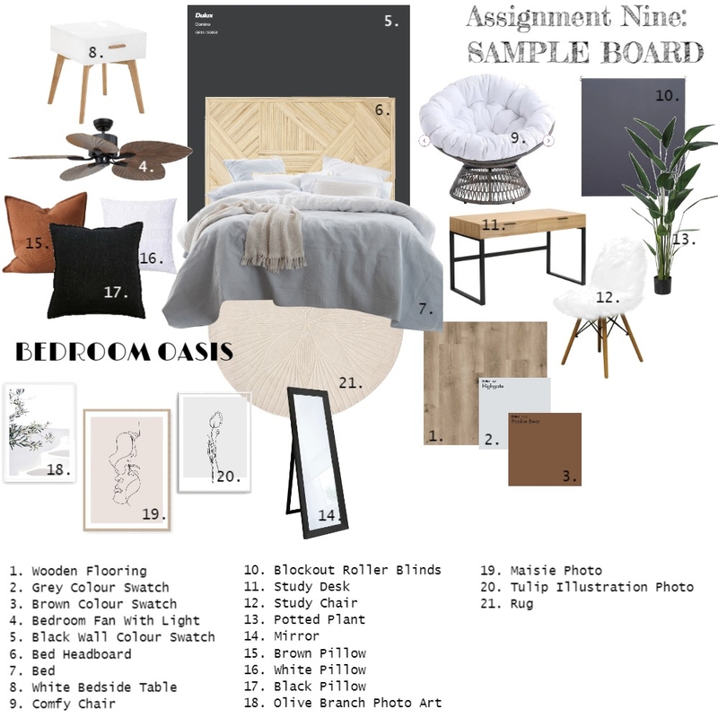 Bedroom: Accented Achromatic Mood Board by Tatii on Style Sourcebook