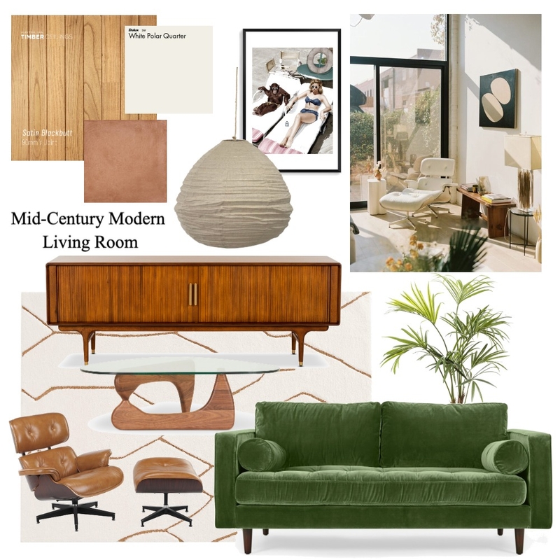 Mid-Century Modern Living Room Mood Board by aleishamcnabb on Style Sourcebook