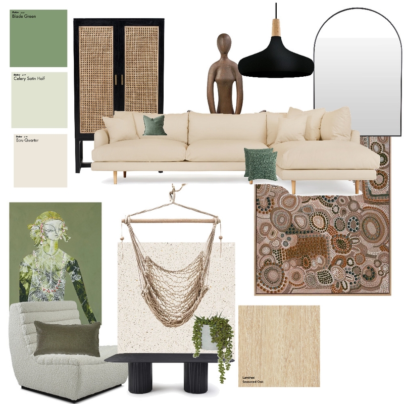 Boho living room. Mood Board by interiorswith_t on Style Sourcebook
