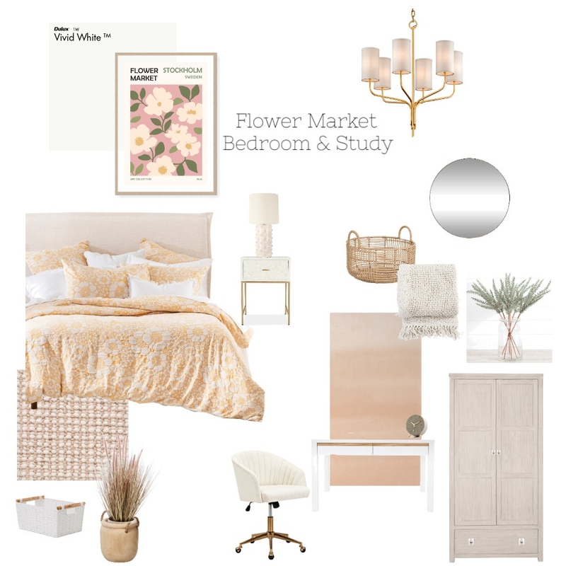 Flower Market Bedroom & Study Mood Board by Morganizing Co. on Style Sourcebook