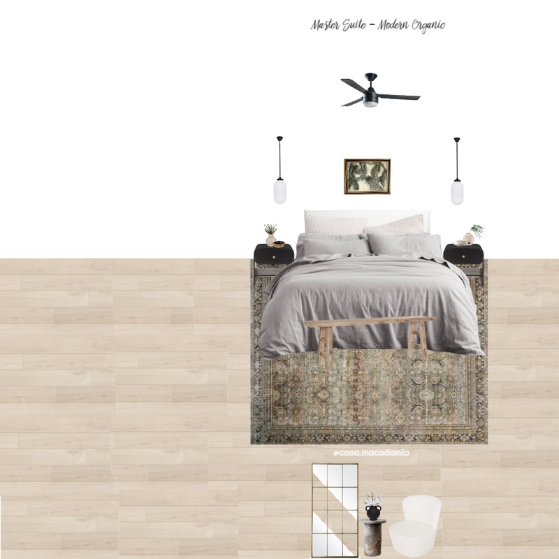 Master Suite - Modern Organic (Layla 1 Mirror - Perry Black - Boucle Chair- Vintage La Danse Wall Art) Mood Board by Casa Macadamia on Style Sourcebook