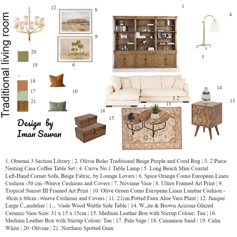 Traditional living room Mood Board by Iman Sawan on Style Sourcebook