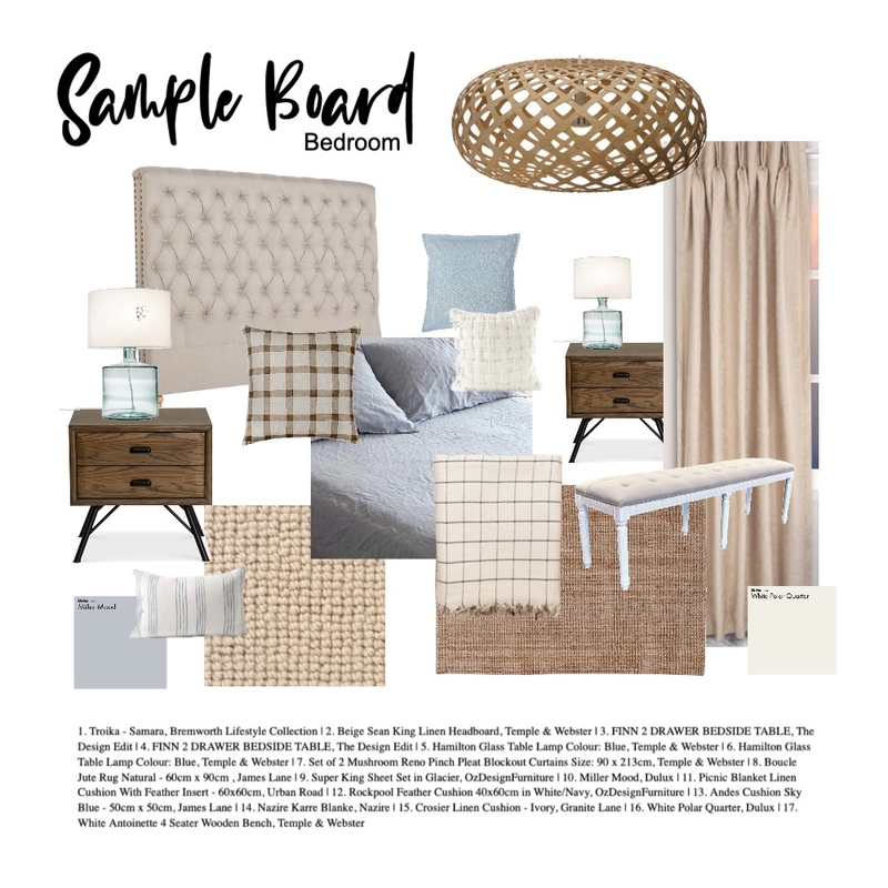Sample Board Bedroom - Brett Mood Board by Holly Interiors on Style Sourcebook