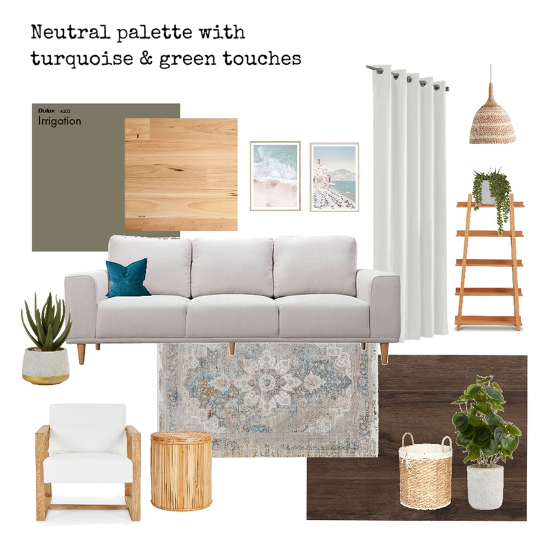 Neutral + turquoise Mood Board by PatiCho on Style Sourcebook