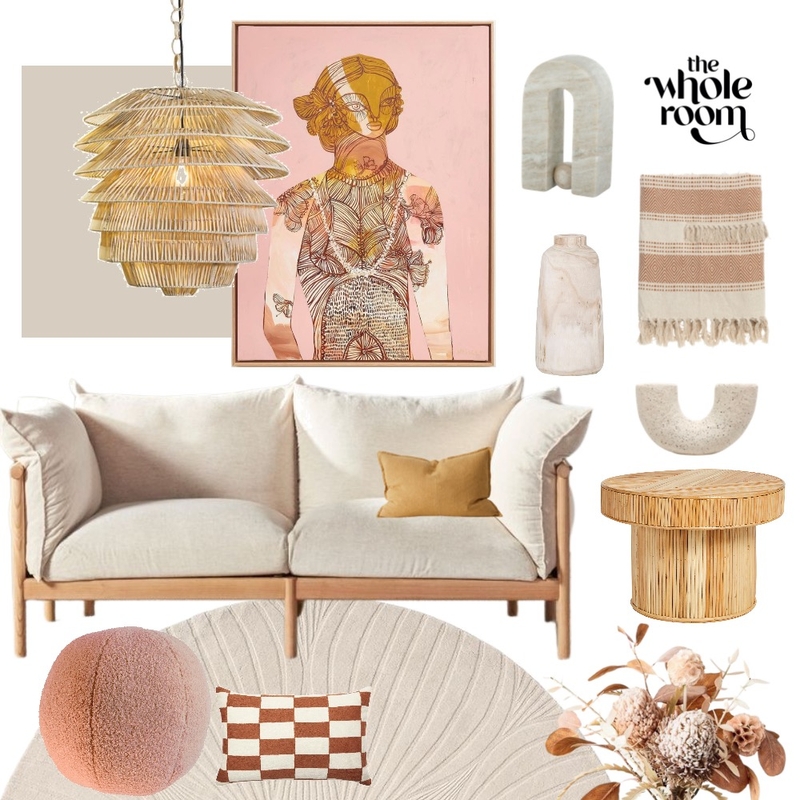 Living Room Blush, with big pendant Mood Board by The Whole Room on Style Sourcebook
