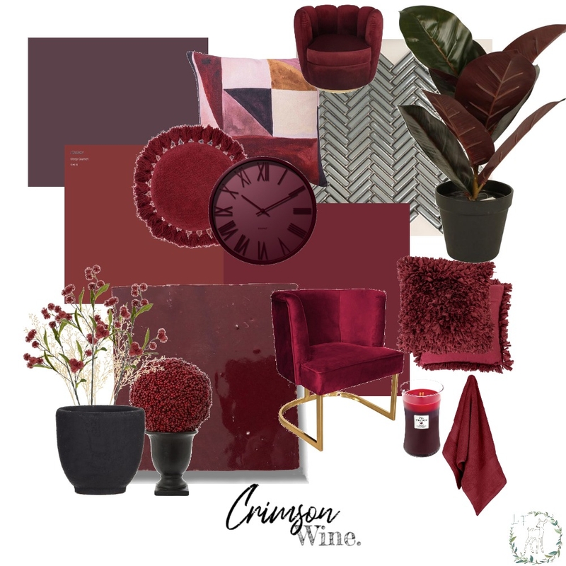 Crimson wine Mood Board by Laurel and Fawne on Style Sourcebook