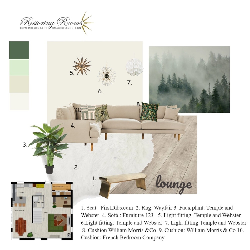 Modern forest deco lounge Mood Board by TransformingRooms on Style Sourcebook