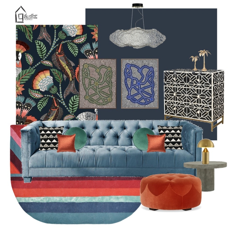 Moody Blues Loungeroom Mood Board by The Cottage Collector on Style Sourcebook