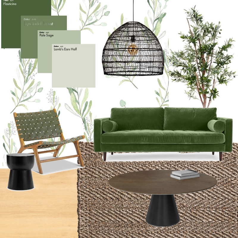 monochromatic green family room Mood Board by undefined on Style Sourcebook