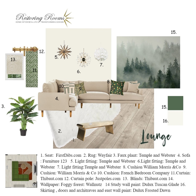 Modern forest deco lounge Mood Board by TransformingRooms on Style Sourcebook