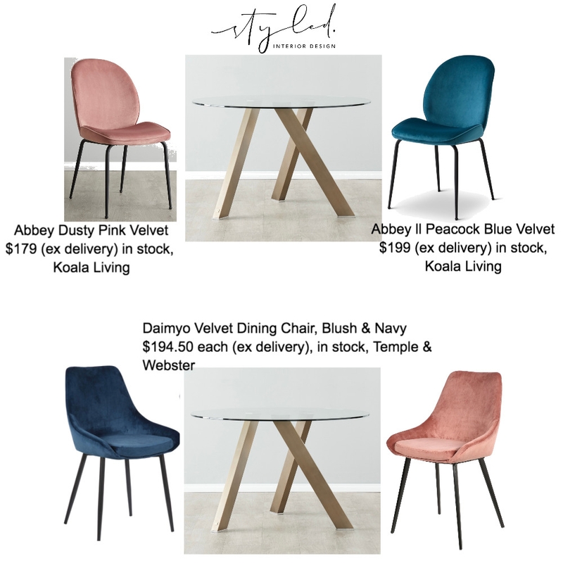 Dining Chair Options Leon Mood Board by Styled Interior Design on Style Sourcebook