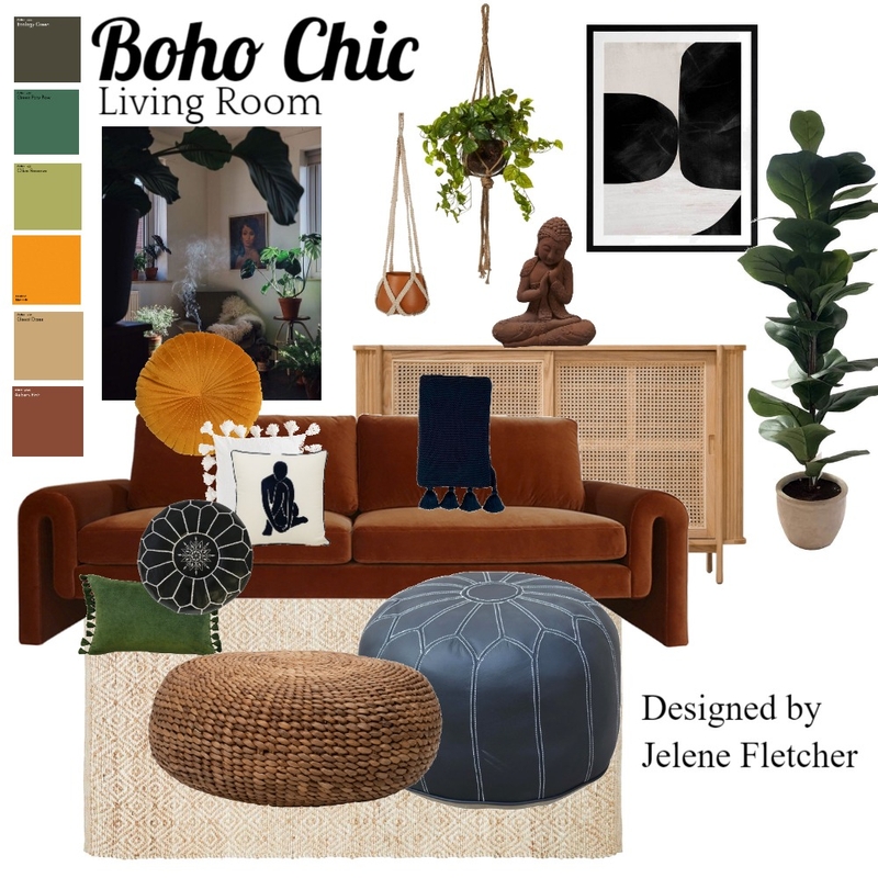 Bohemian Living Room - Jelene Fletcher Mood Board by jelenefletcher on Style Sourcebook