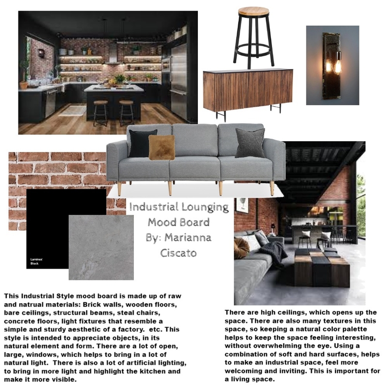 Industrial Lounging Mood Board by mciscato97@gmail.com on Style Sourcebook