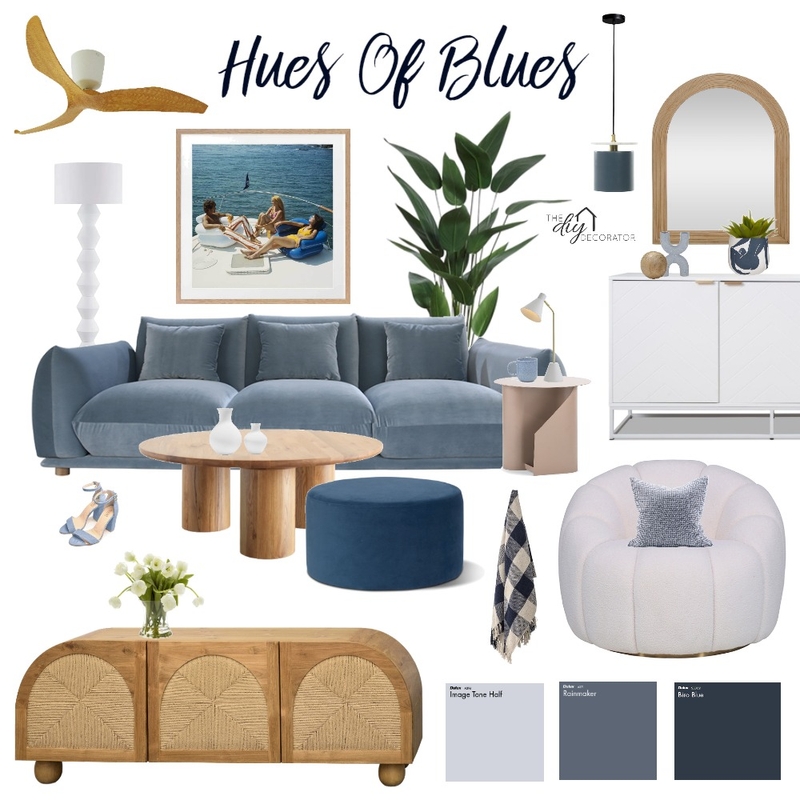 Hues of blues Mood Board by Thediydecorator on Style Sourcebook