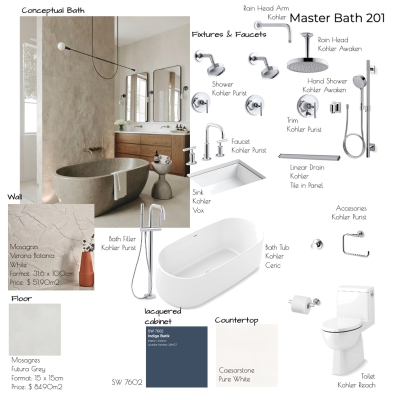 15E Master Bath. 201 Mood Board by Noelia Sanchez on Style Sourcebook