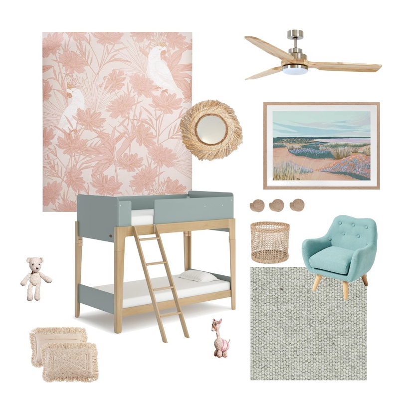 Scandi blue girls room bunk beds Mood Board by Kayrener on Style Sourcebook