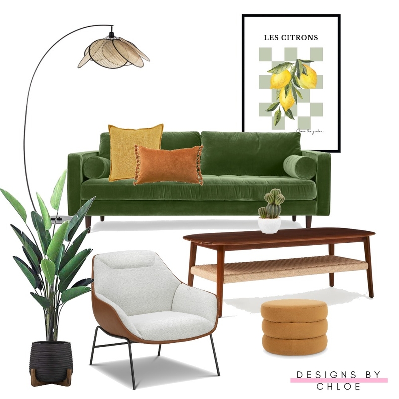 Green and mustard living Mood Board by Designs by Chloe on Style Sourcebook