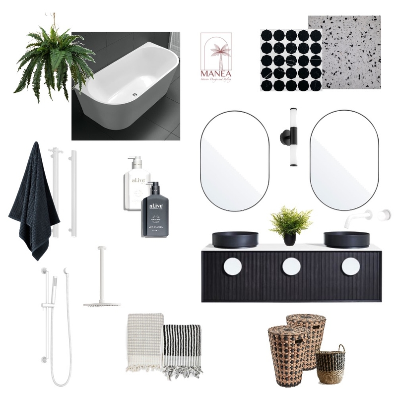 Black and White Bathroom Mood Board by Manea Interior Design & Styling on Style Sourcebook