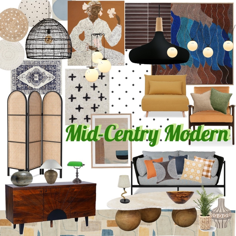 Mid-Century Modern Mood Board by irena.yasu on Style Sourcebook