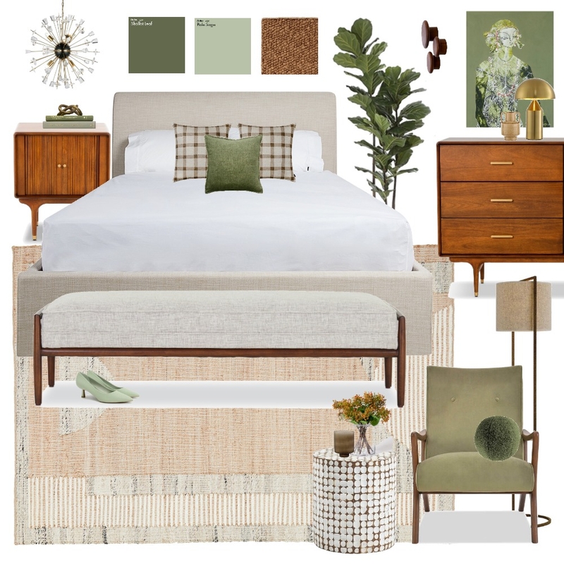 Mid century bedroom Mood Board by Thediydecorator on Style Sourcebook