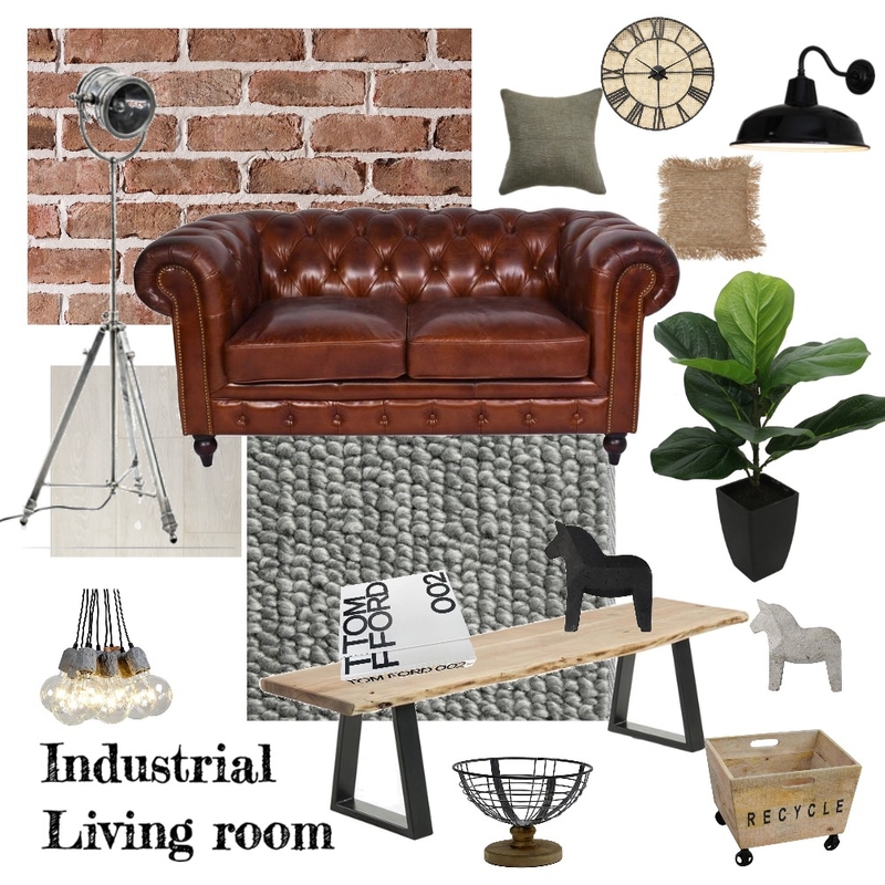 Industrial Living Room Mood Board by klaudined on Style Sourcebook