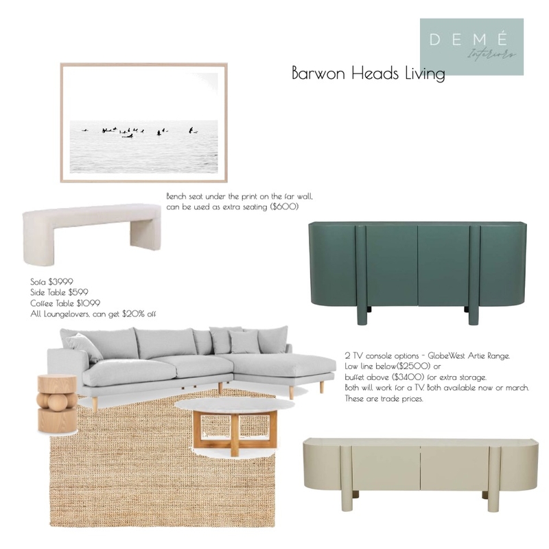 Barwon Heads Living Mood Board by Demé Interiors on Style Sourcebook
