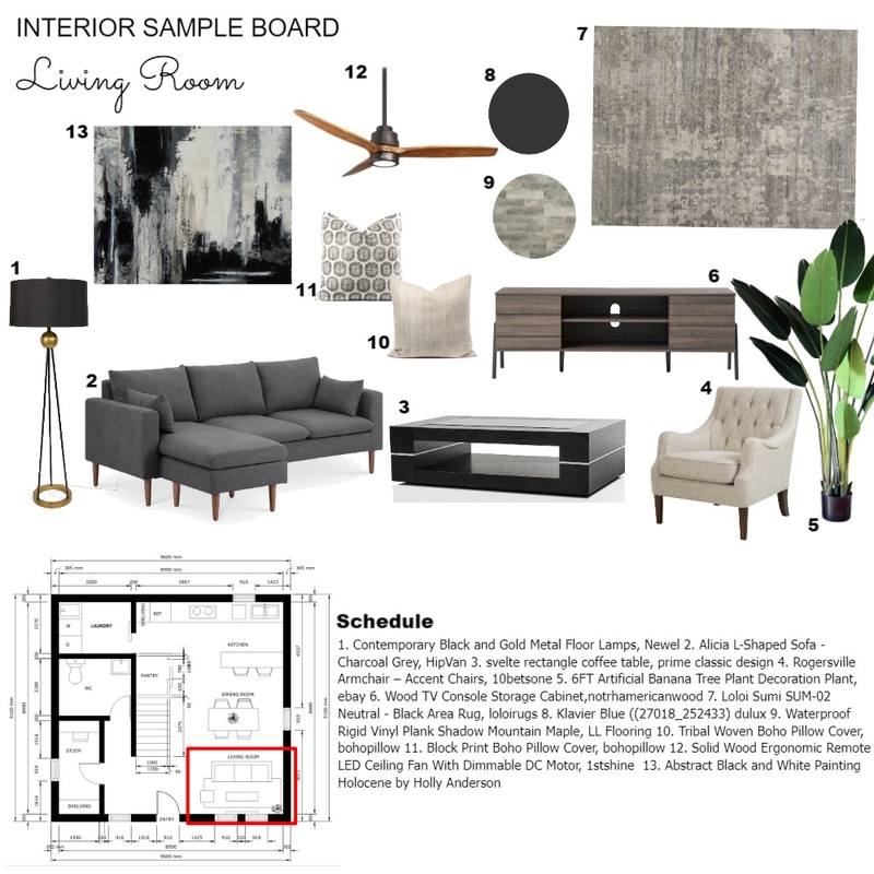 Module 9 - living room Mood Board by syarifah nahrisya on Style Sourcebook