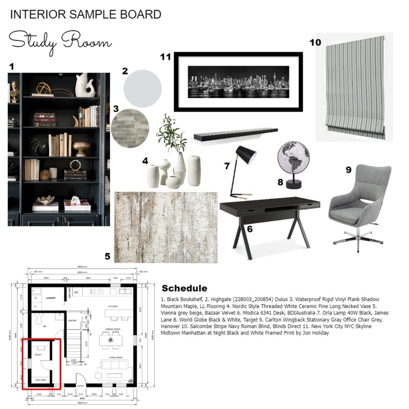 Module 9 - Study Room Mood Board by syarifah nahrisya on Style Sourcebook