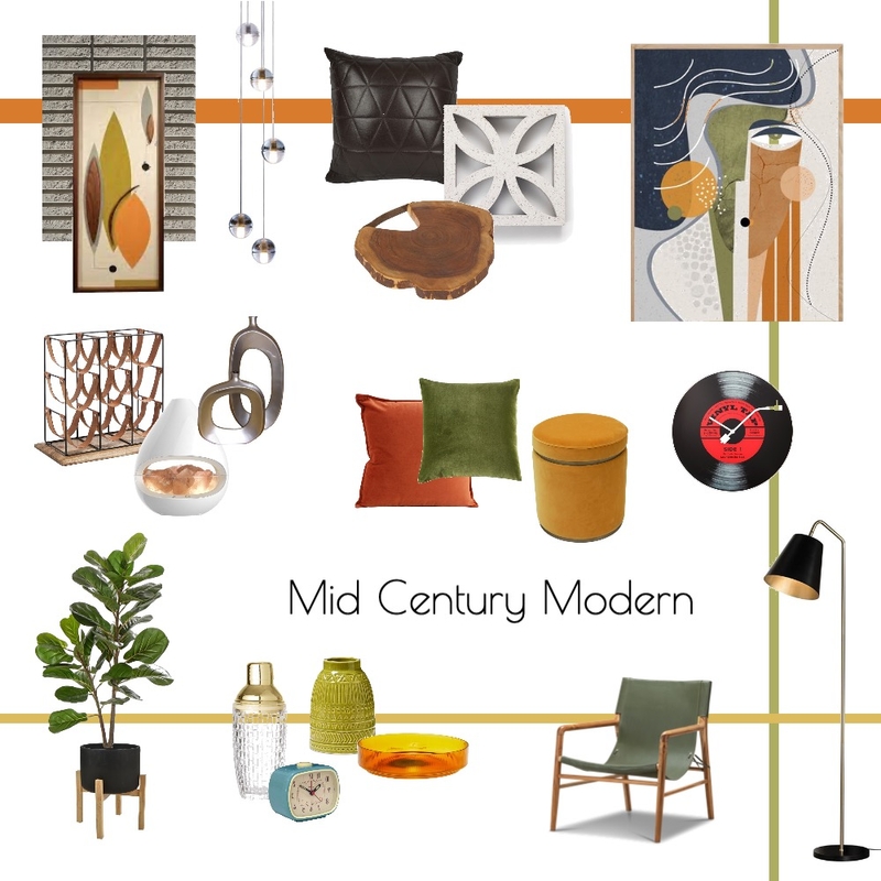 Revised Mid Century Modern Mood Board by Styling with Sandi on Style Sourcebook