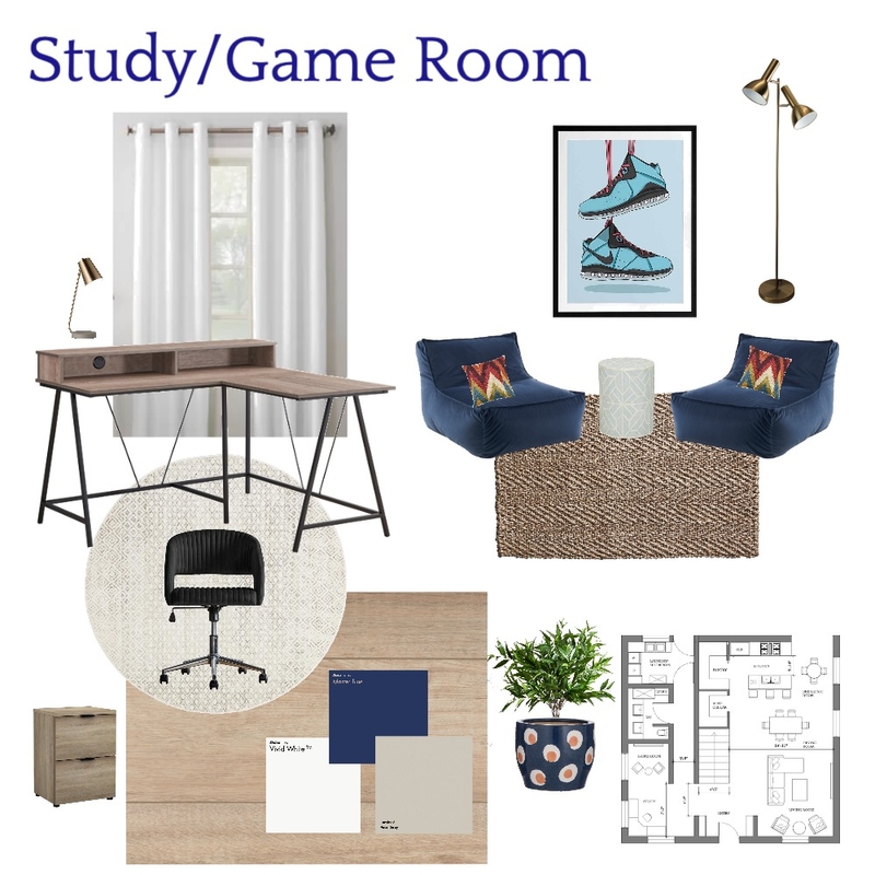 Study/Game Room Mood Board by littlebeeinteriors on Style Sourcebook