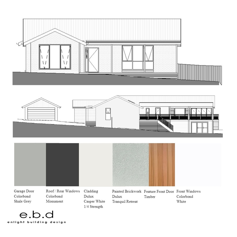 Exterior finishes selection ~ Mt Eliza project Mood Board by Enlight Building Design on Style Sourcebook