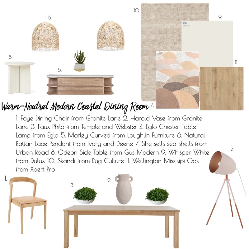 Warm/Neutral Modern Coastal Dining Room Mood Board by TashaInteriors on Style Sourcebook