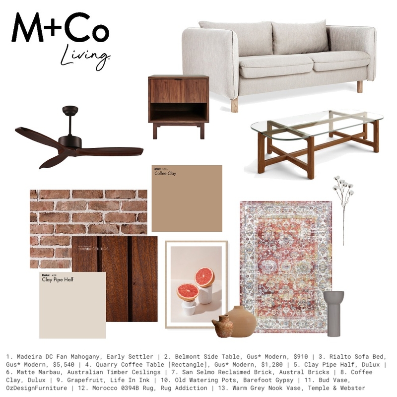 Rustic Living Mood Board by M+Co Living on Style Sourcebook