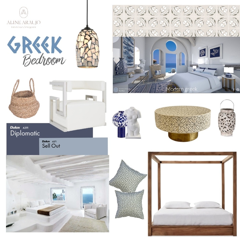 Greek Bedroom Mood Board by Aline Araujo Interior Designer on Style Sourcebook