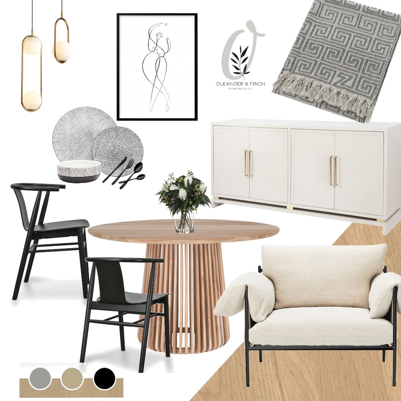 B&W dining Mood Board by Oleander & Finch Interiors on Style Sourcebook