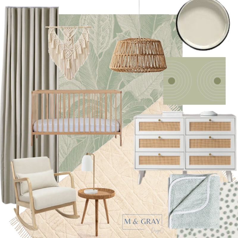 Boho Nursery Sample Board Mood Board by M & Gray Design on Style Sourcebook