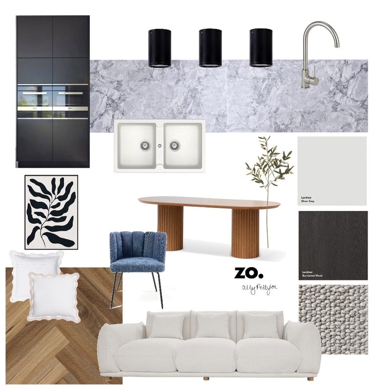 Modern contemporary kitchen and lounge mood board Mood Board by Zo Building on Style Sourcebook