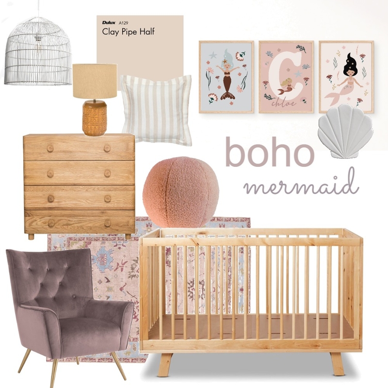 Boho Mermaid Nursery Mood Board by Ink Wood & paper on Style Sourcebook