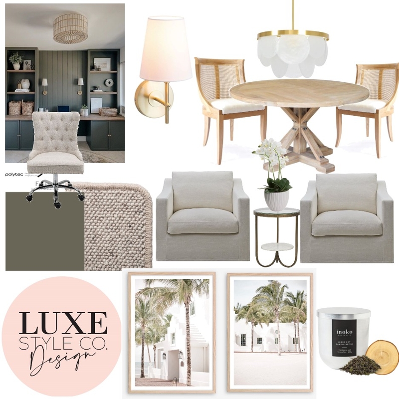 Hamptons Forage Green Study Mood Board by Luxe Style Co. on Style Sourcebook