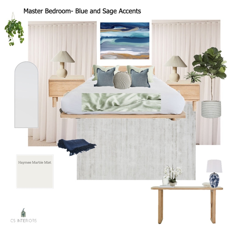 Master Bedroom Blue and Sage Accents Mood Board by CSInteriors on Style Sourcebook