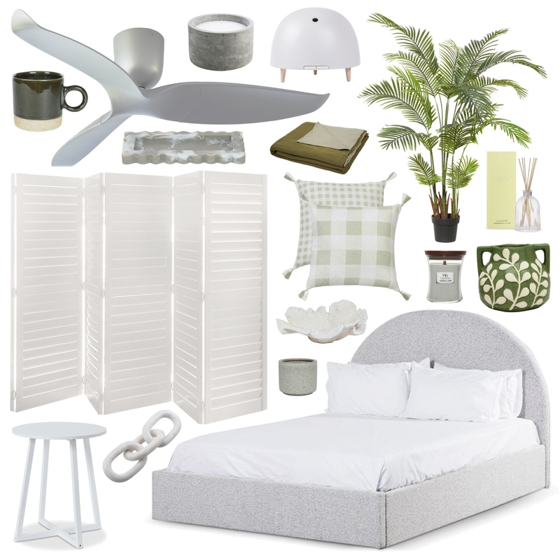 Light Grey and Green Bedroom Mood Board by Lighting Illusions on Style Sourcebook