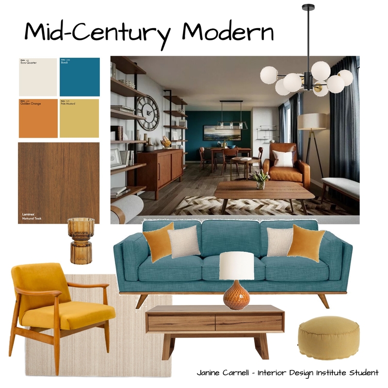 Mid-Century Modern Mood Board by Ladybird Maldon Design on Style Sourcebook