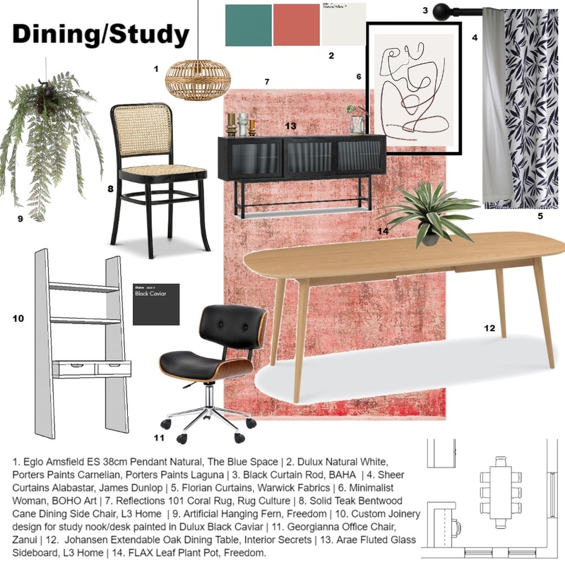 Module 9 - Dining/Study Mood Board by The Space Ace on Style Sourcebook
