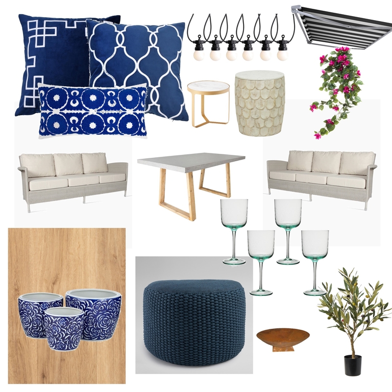 Royal blue and off white patio Mood Board by Land of OS Designs on Style Sourcebook