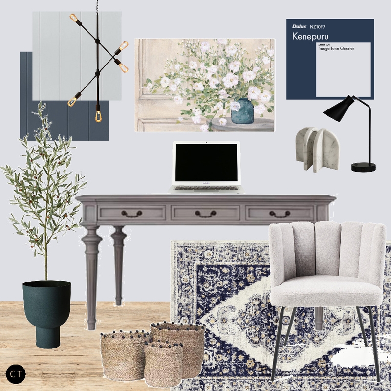 Moody Blue Study Mood Board by Carly Thorsen Interior Design on Style Sourcebook