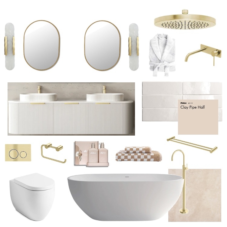 Neutral Gold Bathroom Mood Board by Ellie Mannix on Style Sourcebook