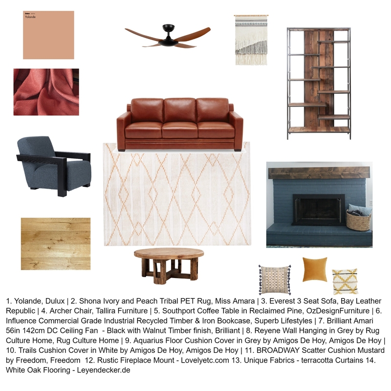 Living Room Rustic Harmonious Style Mood Board by lindie.lux on Style Sourcebook