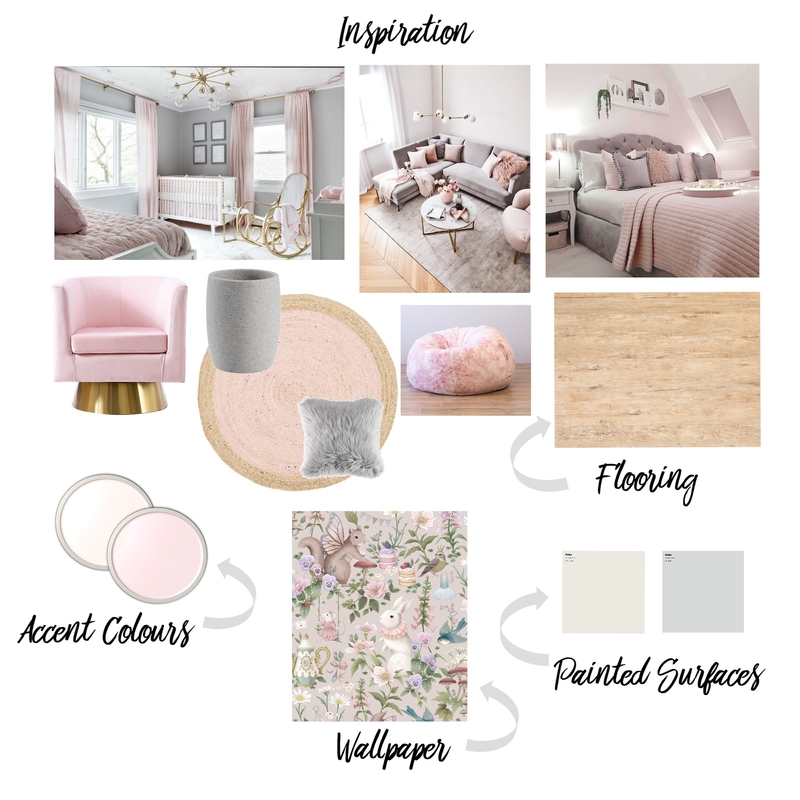 grey and pink mix bedroom Mood Board by Jo Steel on Style Sourcebook