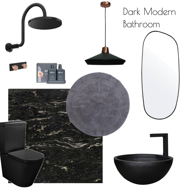 Dark Modern Bathroom Mood Board by IamoDesigns on Style Sourcebook
