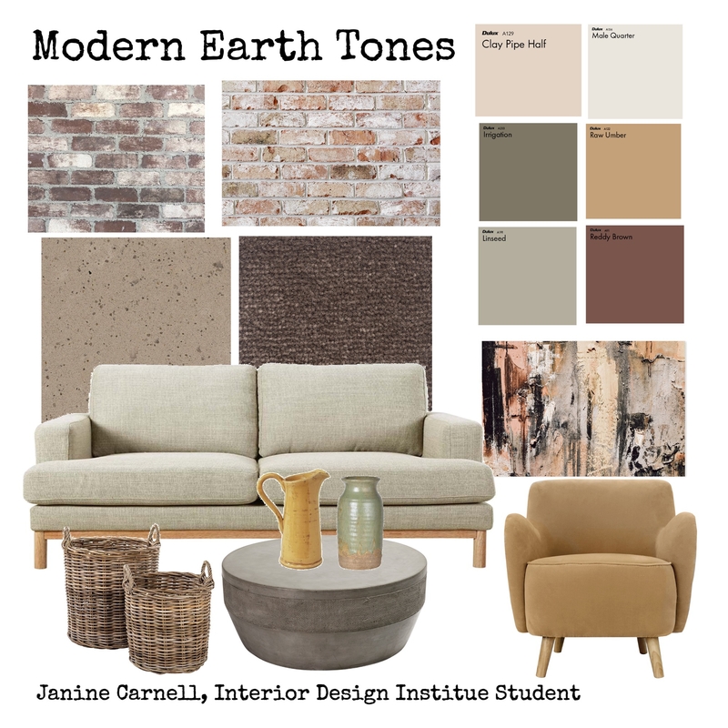 Modern Earth Tones Mood Board by Ladybird Maldon Design on Style Sourcebook